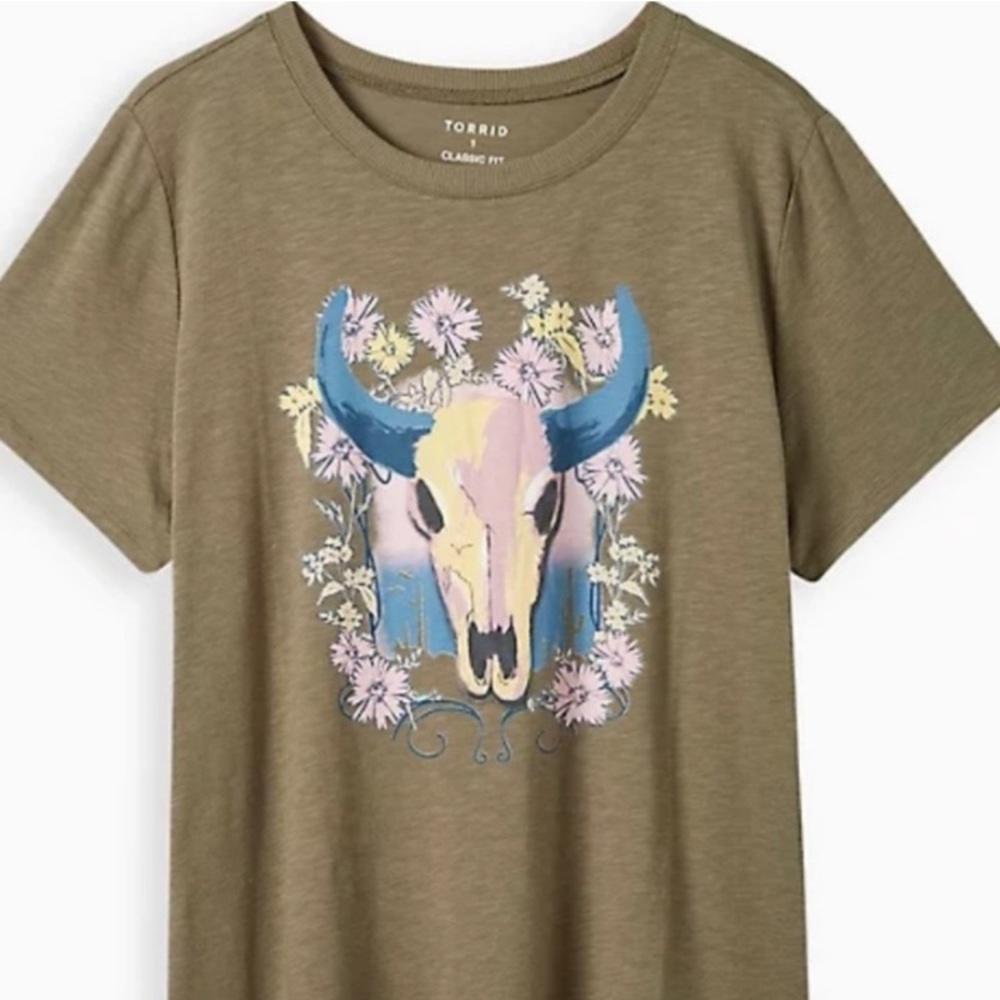 Torrid Olive Green W/ Pink Desert Dweller t Shirt Plus Size 2